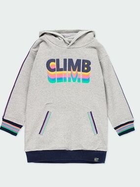 Kids 'Climb' Fleece Grey Hooded Dress